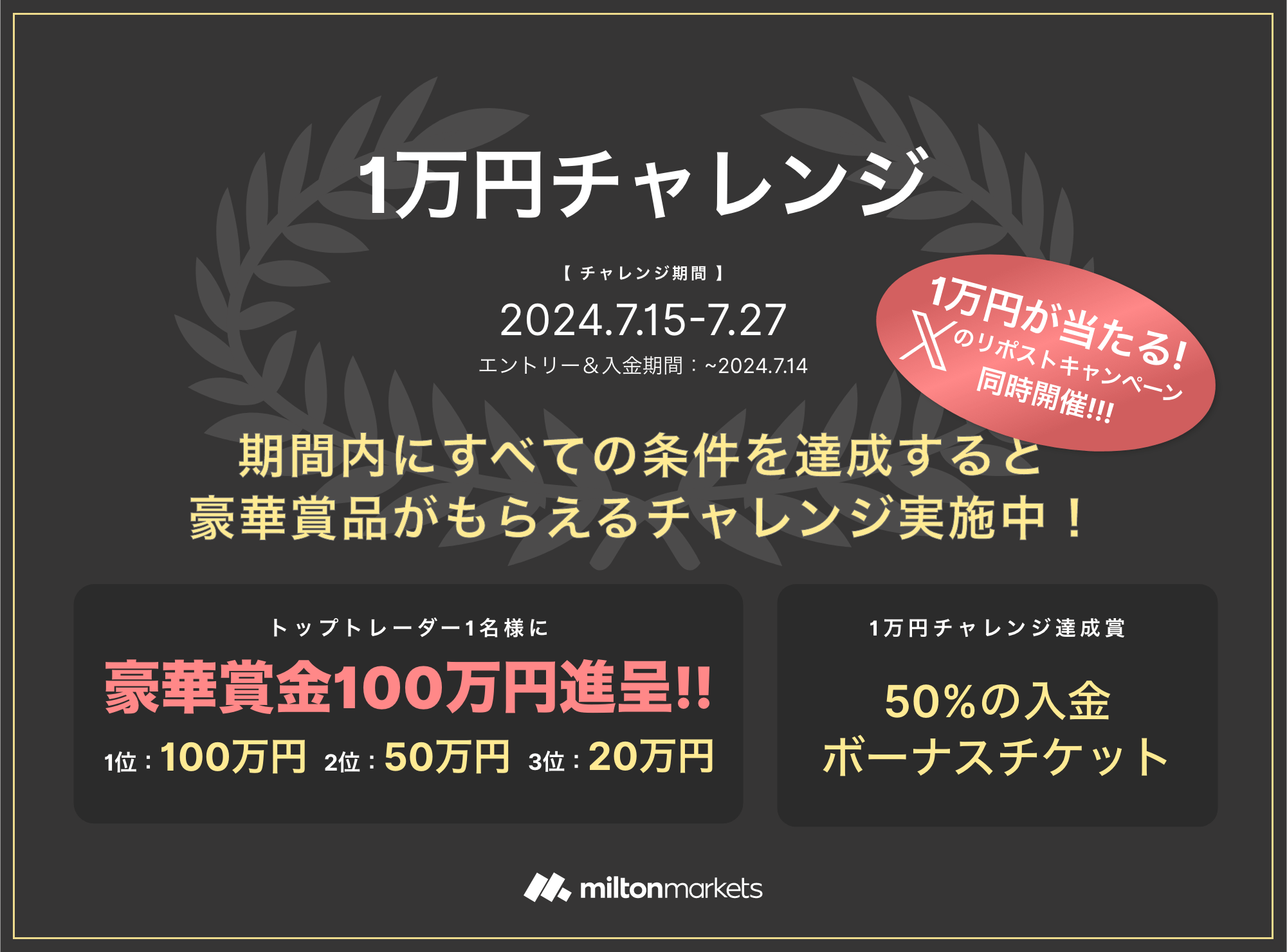 ミルトンマーケッツ 7月FX1万円チャレンジ
